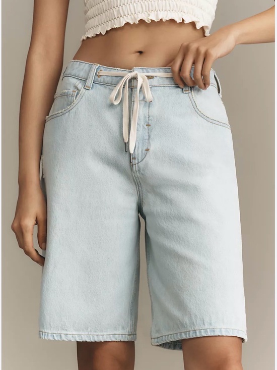 Pilcro Denim - Pilcro Light Blue Boyfriend Denim Bermuda Shorts with Drawstring